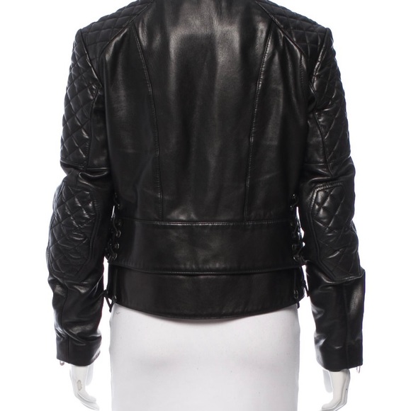 Balenciaga Black Leather Moto Quilted Jacket - Picture 3 of 12